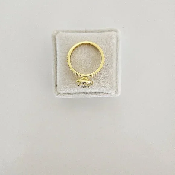 2 CT Elongated Cushion Cut Moissanite Ring - Sterling Silver Gold-Plated - Picture 5 of 5